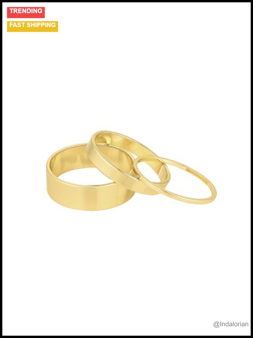 18k Gold Plated 3-Piece Stackable Ring Set Cigar Band Design